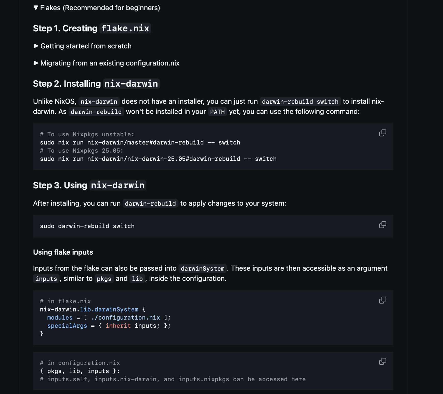 Nix-darwin 3 steps